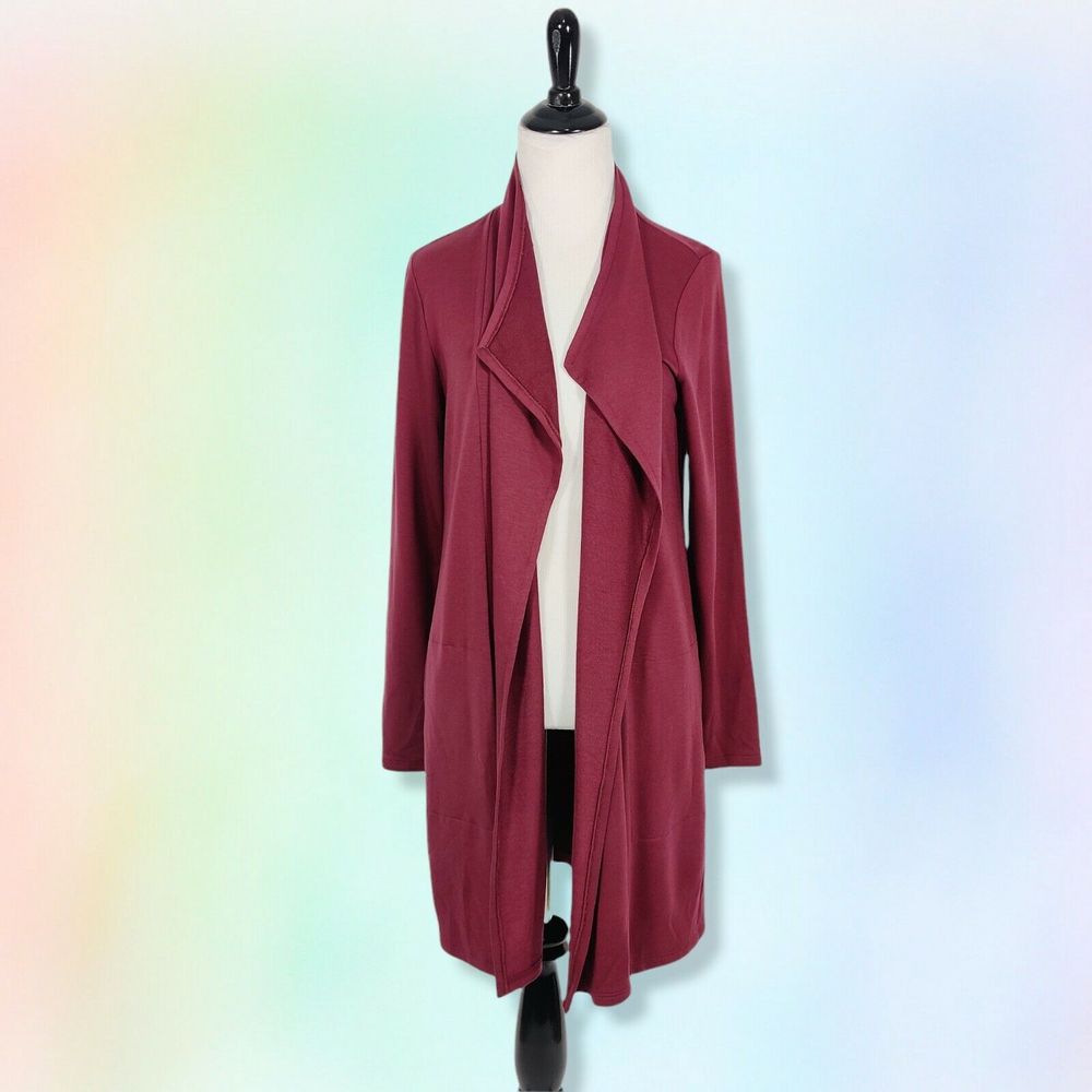Pure Jill Luxe Tencel J Jill Draped Front Jacket S Open Long Cardigan Burgundy